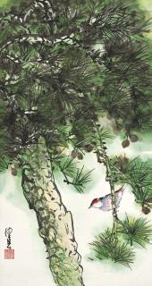 Chen Peiqiu - Bird On Pine Tree