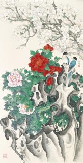 Chen Renqian - Perching By The Spring Blossoms