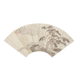 Chen Shaomei - Pine and Waterfall Landscape, 1948