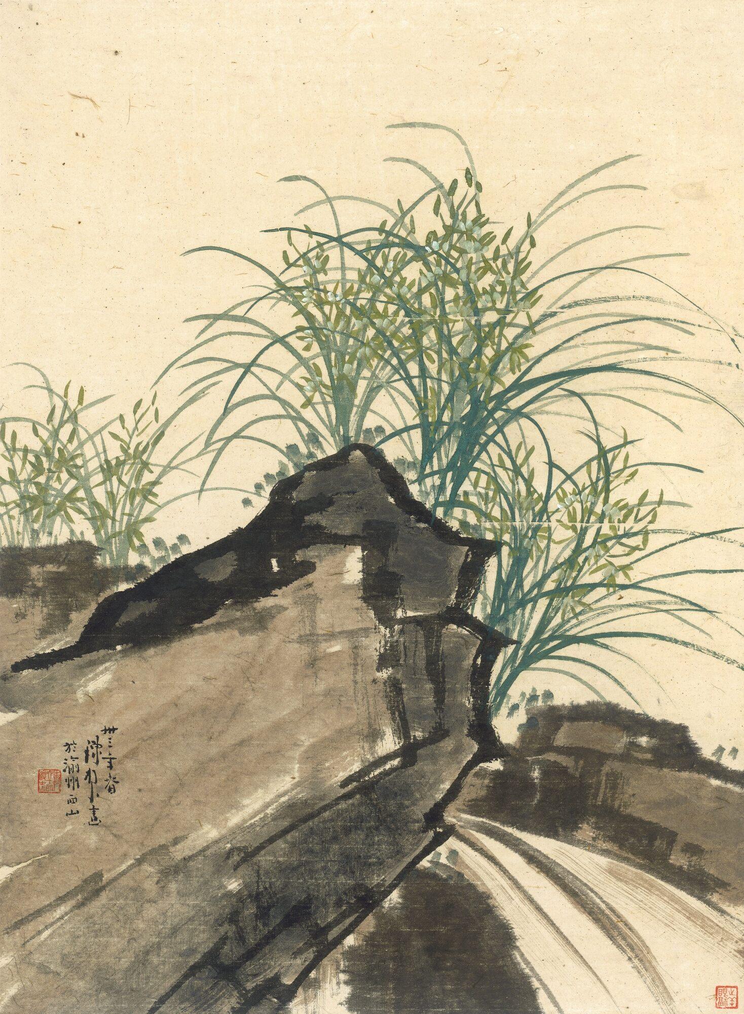Chen Shuren - Green Orchids By The Rock