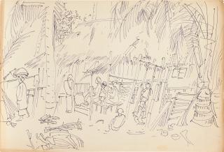 Chen Wen Hsi - Sketch of Kampong