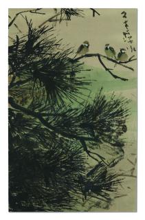 Chen Wen Hsi - Sparrows On Pine Tree