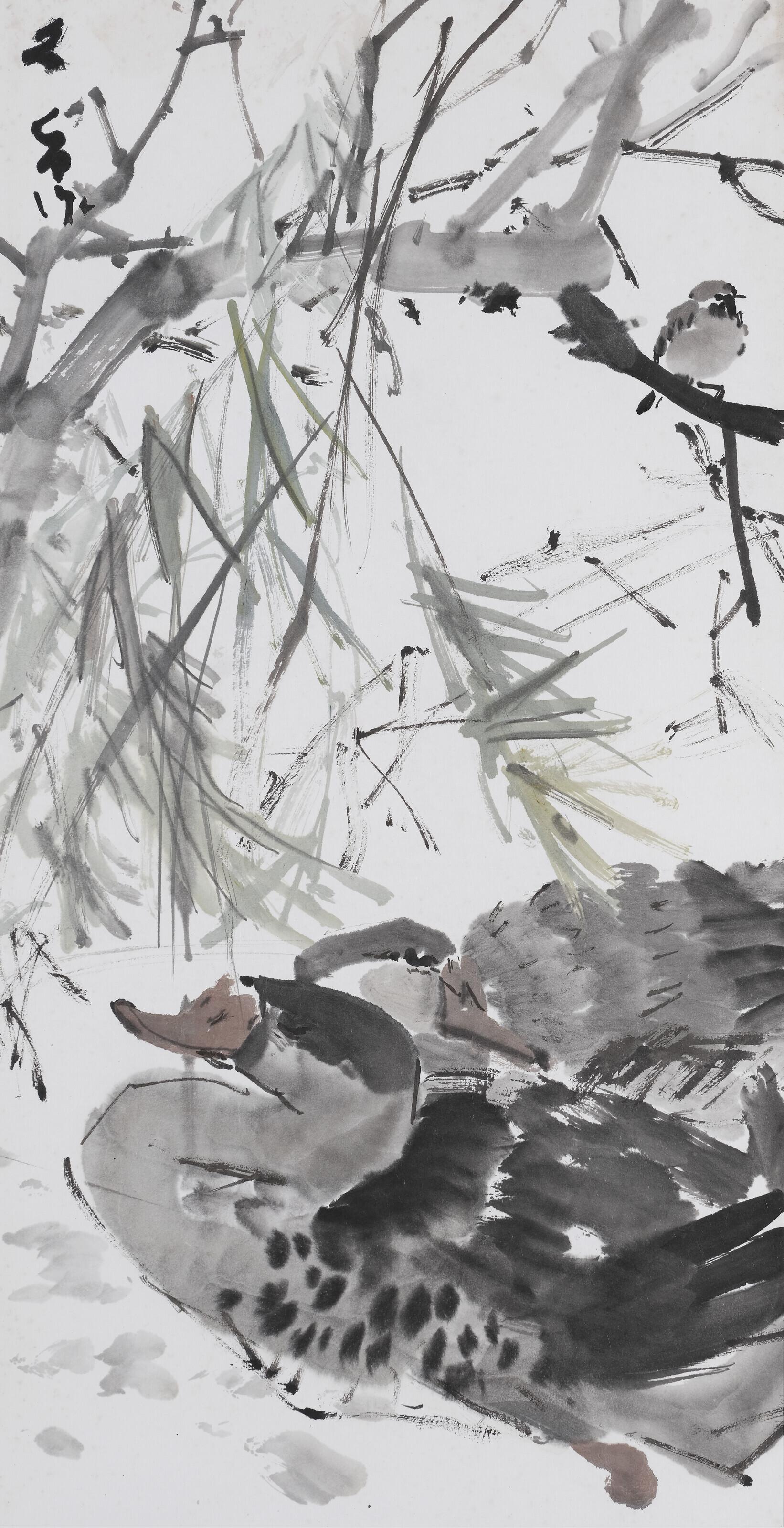 Chen Wen Hsi - Two Ducks with Sparrow