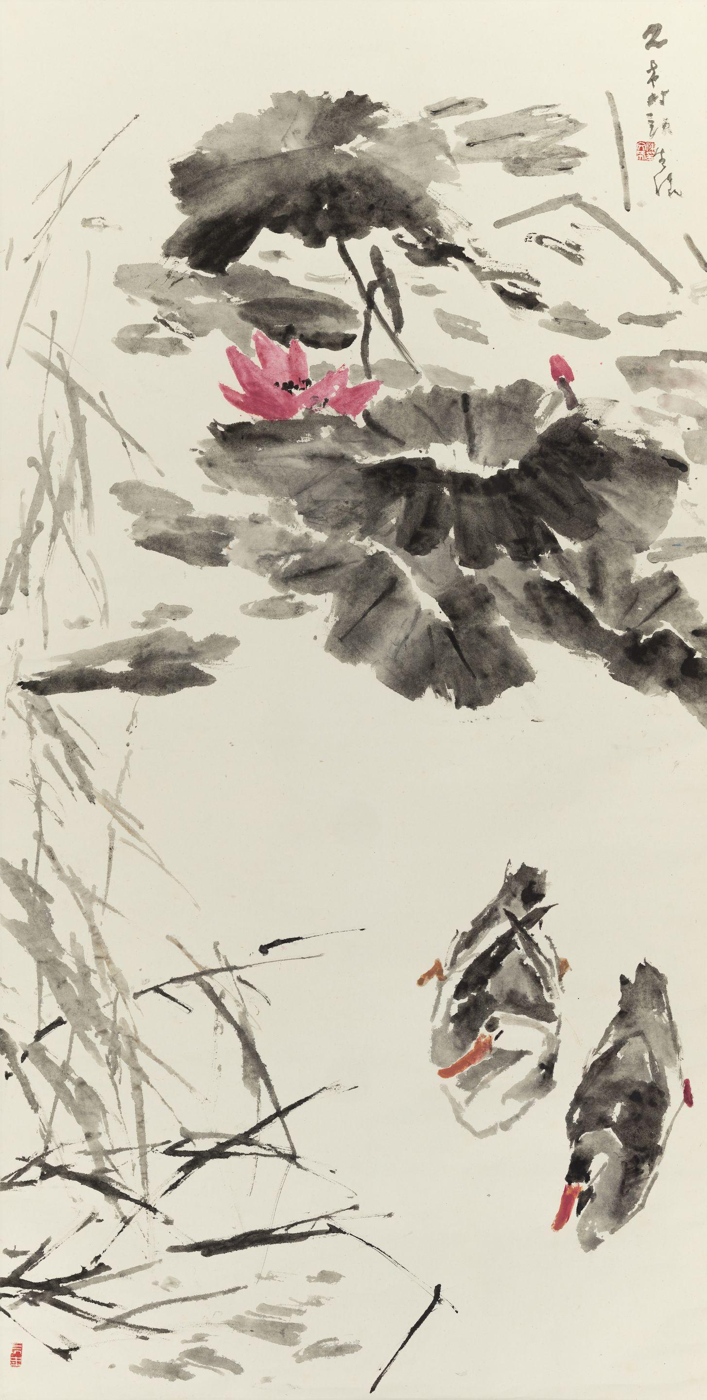 Chen Wenxi - Ducks Swimming in a Lotus Pond