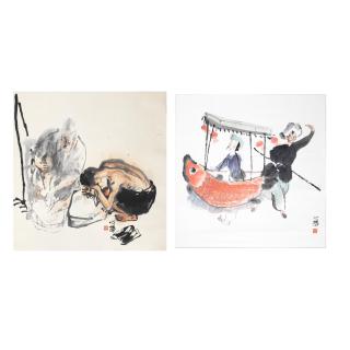 Chen Xinmao - \'Peking Opera\' 1984 and \'Washing after work\' 1985