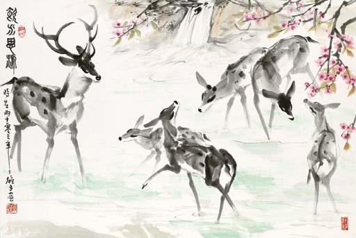 Chen Xiongli - Deer Drinking Water