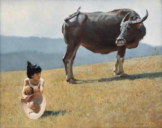 Chen Yanning - Young Girl And Cow