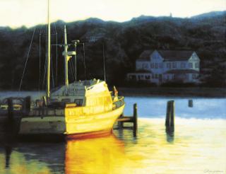 Chen Yifei - Boat Reflection (New England)