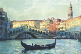 Chen Yifei - Canal at Dusk, Venice