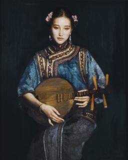 Chen Yifei - Lady Holding A Lute