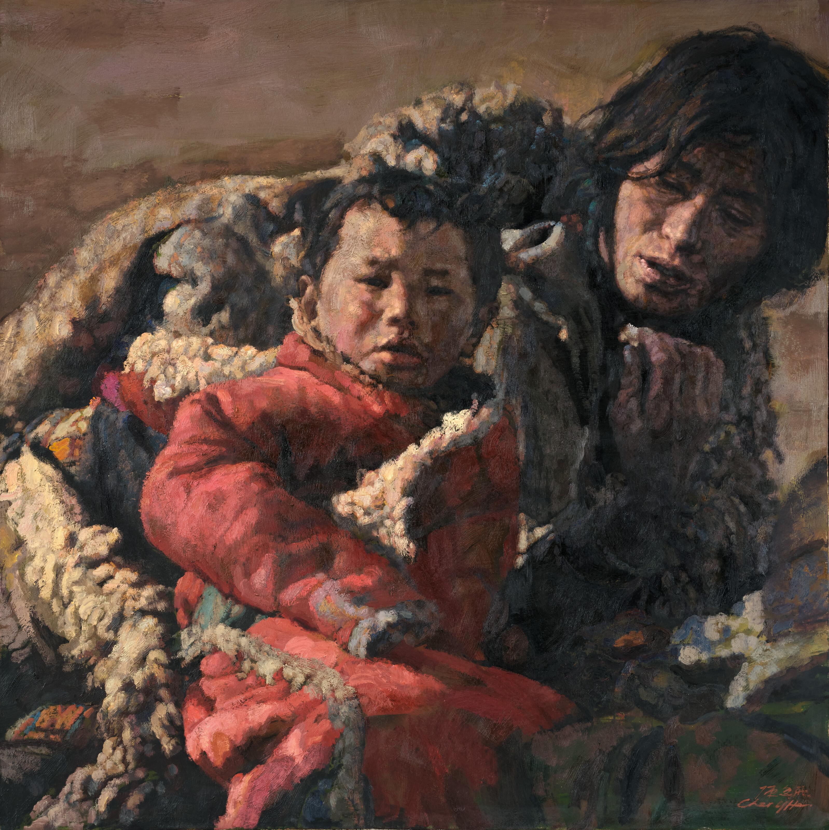 Chen Yifei - Tibetan Mother and Son