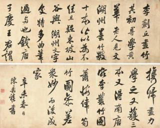 Chen Yixi - Running Script Calligraphy On Li Kan\'S Painting