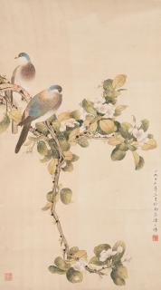 Chen Zhifo - Two Partridges And Pear Bloossoms
