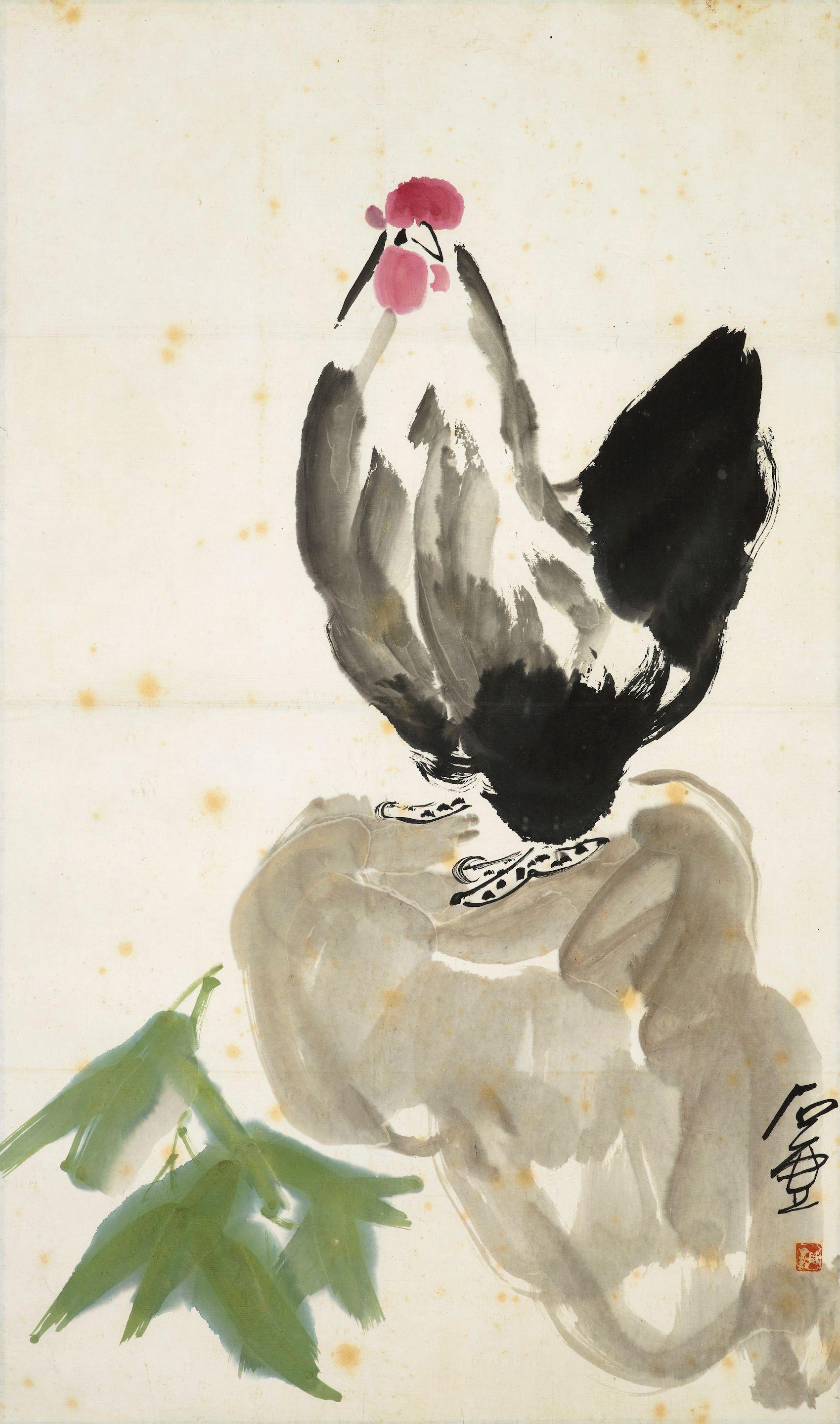 Chen Zizhuang - Rooster on a Rock
