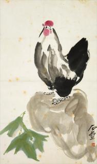 Chen Zizhuang - Rooster on a Rock