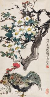 Cheng Shifa - Camelia And Roosters