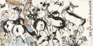 Cheng Shifa - Girls Feeding Deer