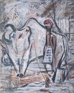 Cheong Soo Pieng - Farmer with Buffalo