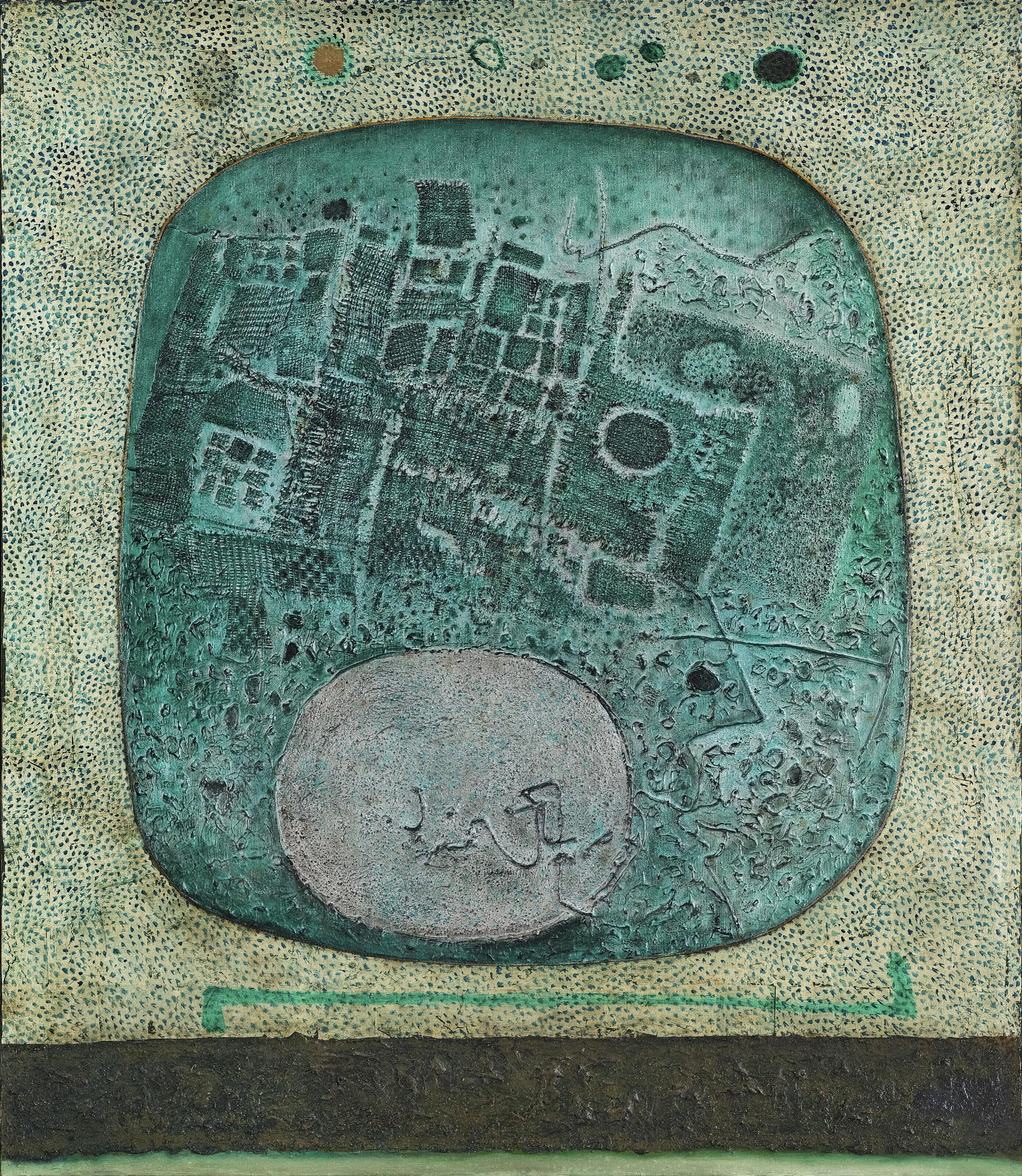 Cheong Soo Pieng - Green, Gold, Silver