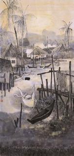 Cheong Soo Pieng - Kampong scene