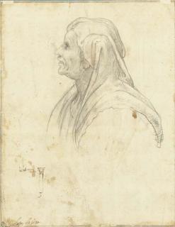 Cherubino Alberti - Head of A Woman In Profile To The Left (Recto); A Study For A Wall Decoration (Verso)