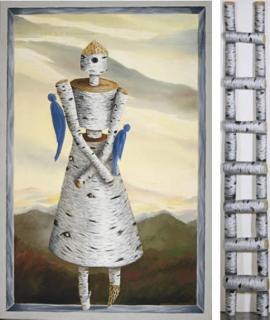 Cheryl Laemmle - Self Portrait In Adirondacks: A Painting And A Painted Ladder