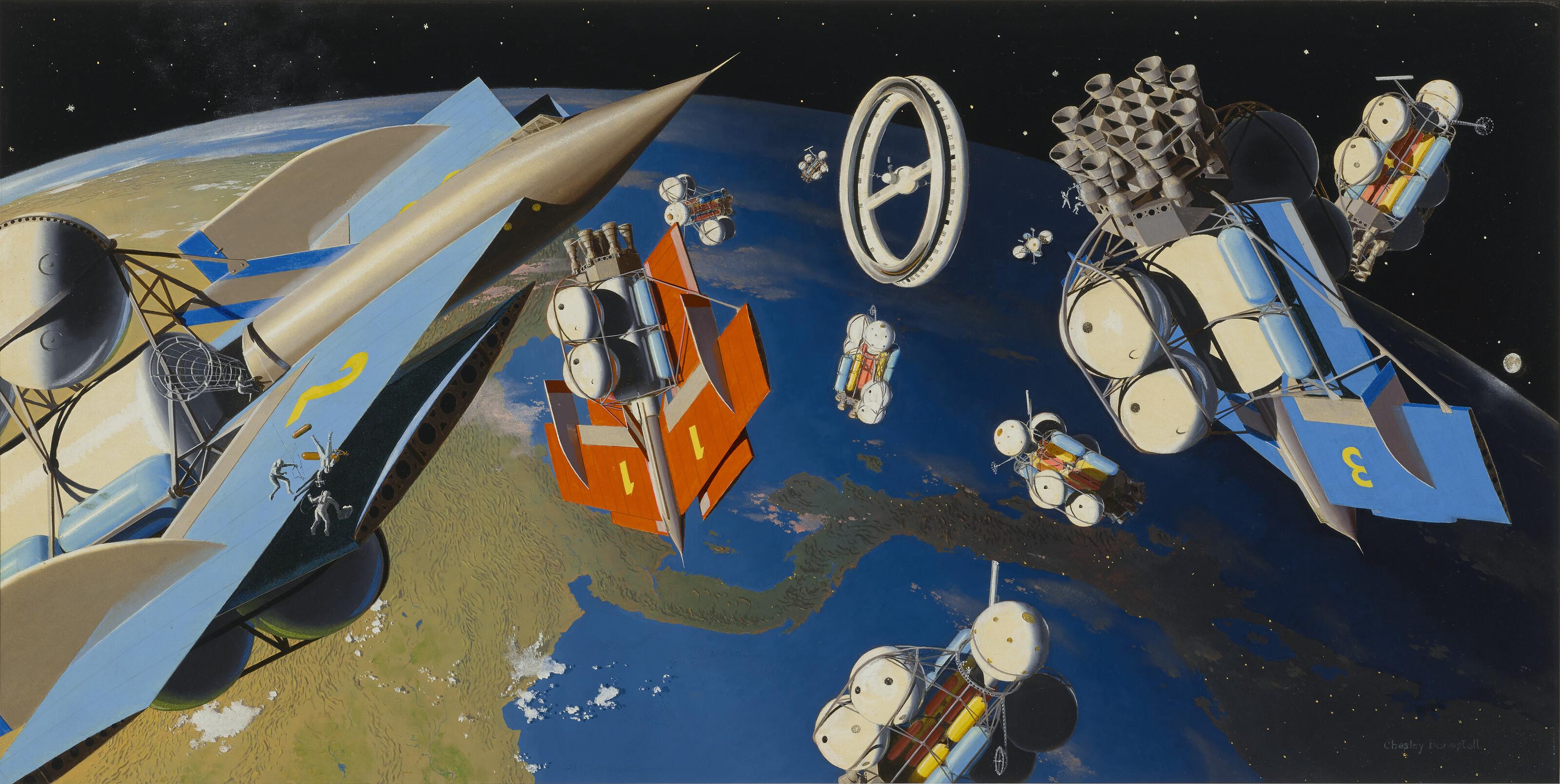 Chesley Bonestell - Assembling The Mars Expedition