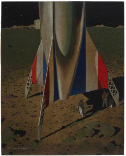 Chesley Bonestell - The Ship Stands Nose Up, All Ready For The Long Dart To Mars