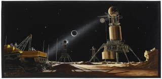 Chesley Bonestell - The Unloading On The Moon