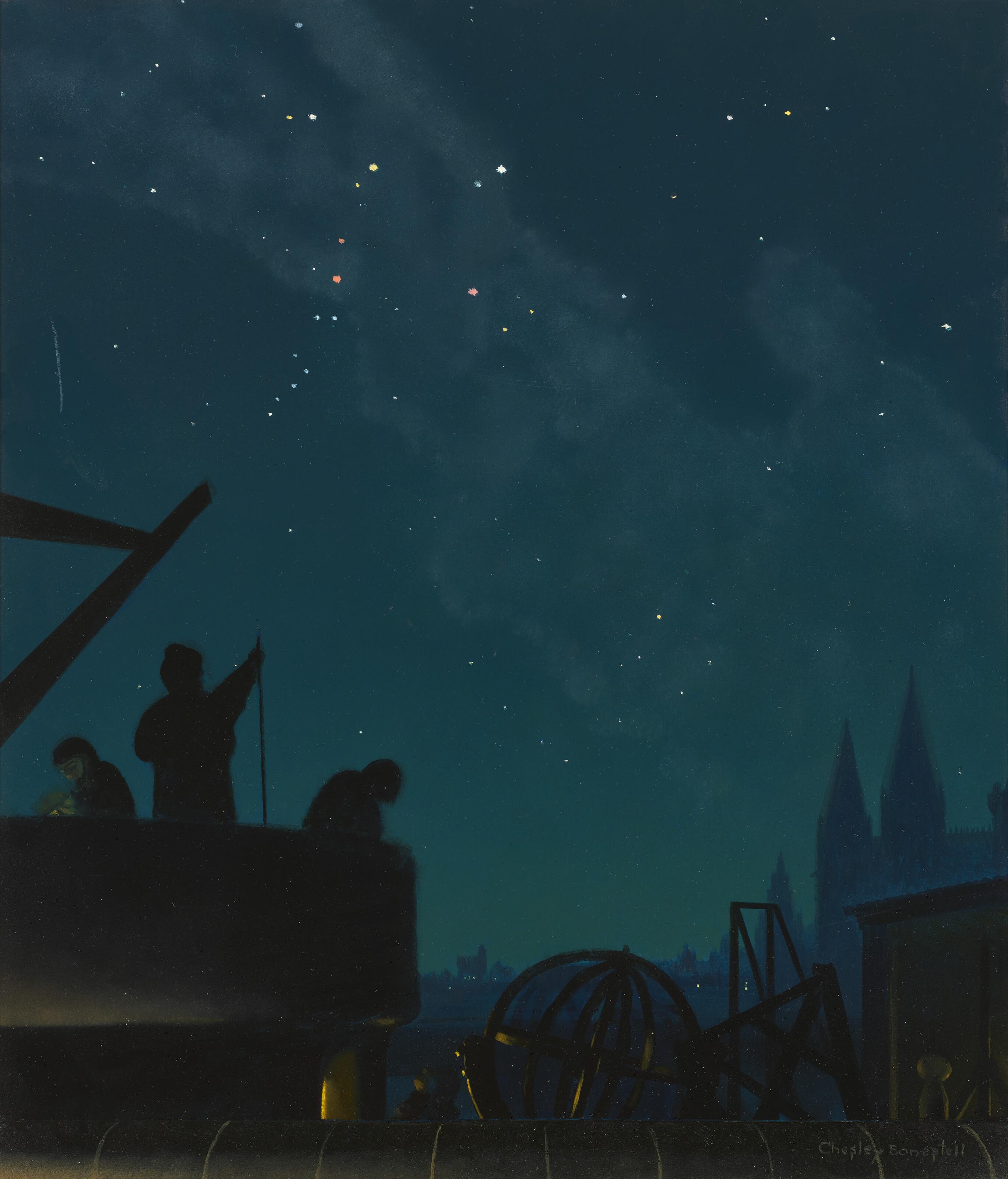 Chesley Bonestell - Tycho Brahe Locates Position Of The Nova Of 1572 In Cassiopeia