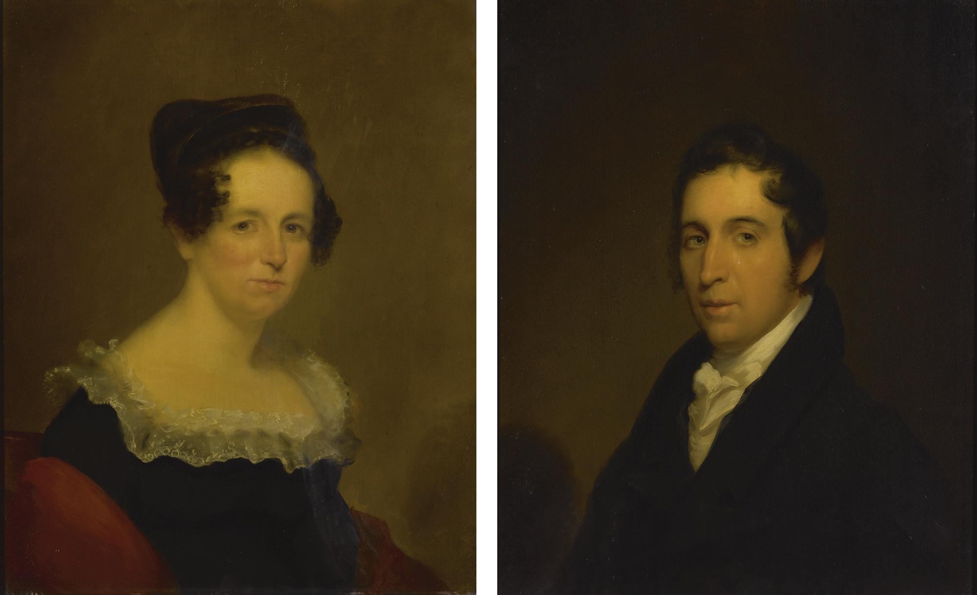 Chester Harding - Mr. And Mrs. George Hallett (Eliza Gordon): A Pair Of Paintings