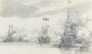 Chevalier Edoardo De Martino, M.V.O. - The Royal Yacht Reviewing The French Fleet Off Cowes During Its Visit In August 1905