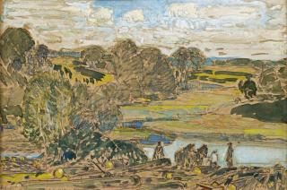 Childe Hassam - Extensive Landscape With River