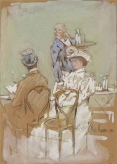 Childe Hassam - Outside the Café on the Grand Boulevard