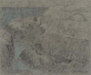 Childe Hassam - Rocks by the Ocean