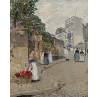 Childe Hassam - Rue Montmartre, Paris