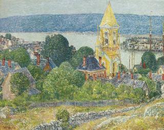 Childe Hassam - Shingling The First Baptist Church, Gloucester