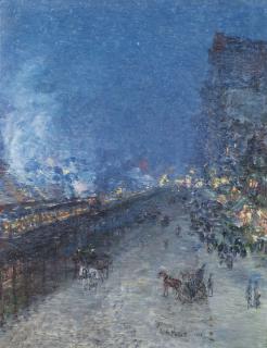 Childe Hassam - The El, New York (Sixth Avenue El--Nocturne)