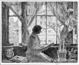 Childe Hassam - Virginia and a New York Winter Window (Clayton 378)