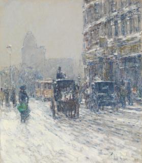 Childe Hassam - Winter, New York (Winter Morning On Broadway)