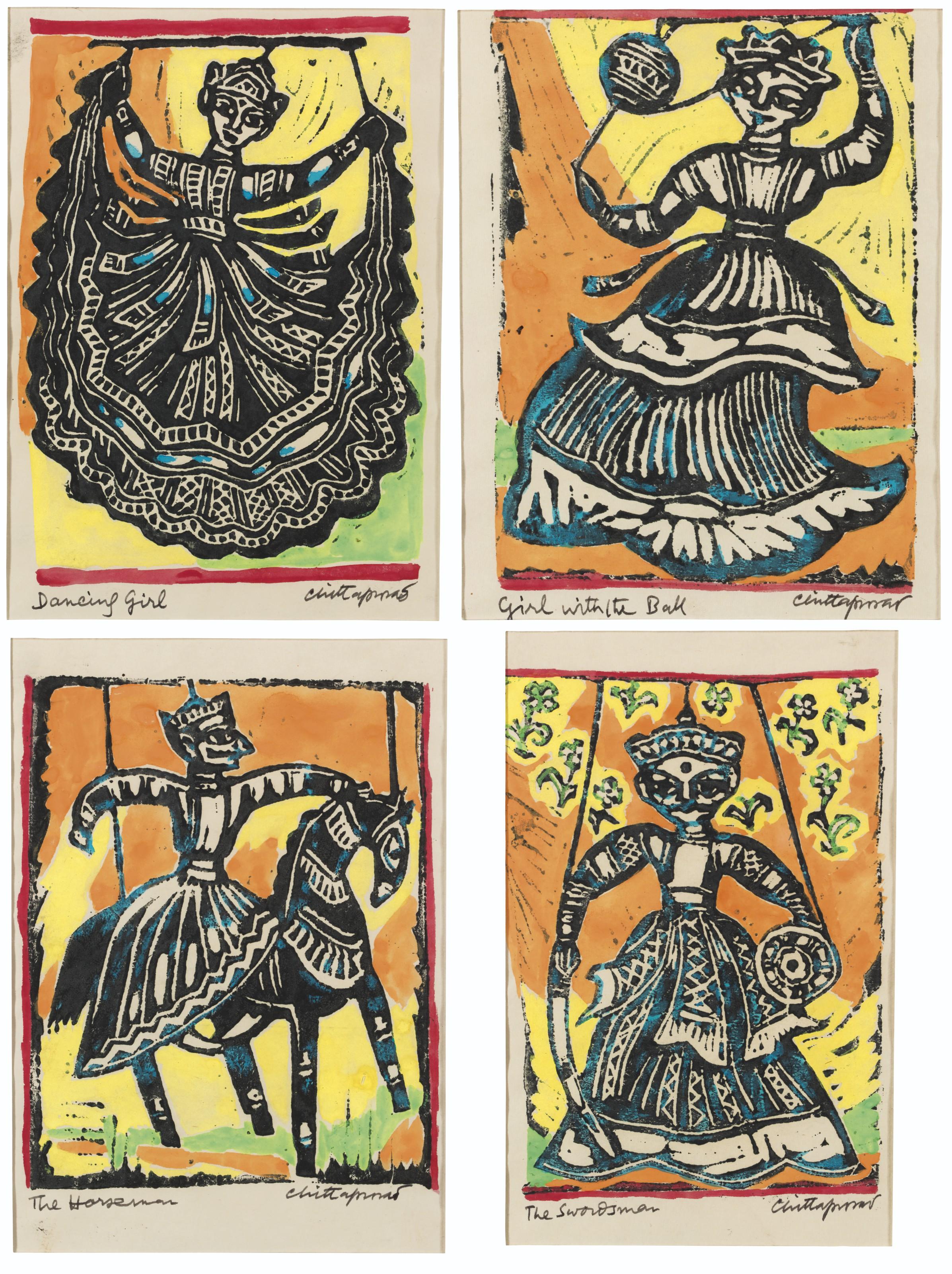 Chittaprosad Bhattacharya - Dancing Girl; Girl with Ball; The Horseman; The Swordsman