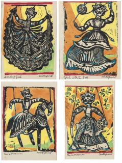 Chittaprosad Bhattacharya - Dancing Girl; Girl with Ball; The Horseman; The Swordsman