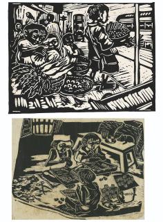 Chittaprosad Bhattacharya - The Road Side Vendors; Untitled