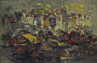 Choo Keng Kwang - Singapore River Scene