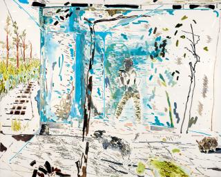 Chris Huen Sin Kan - Walking Along A Pale Green Walkway(Painted In 2015)