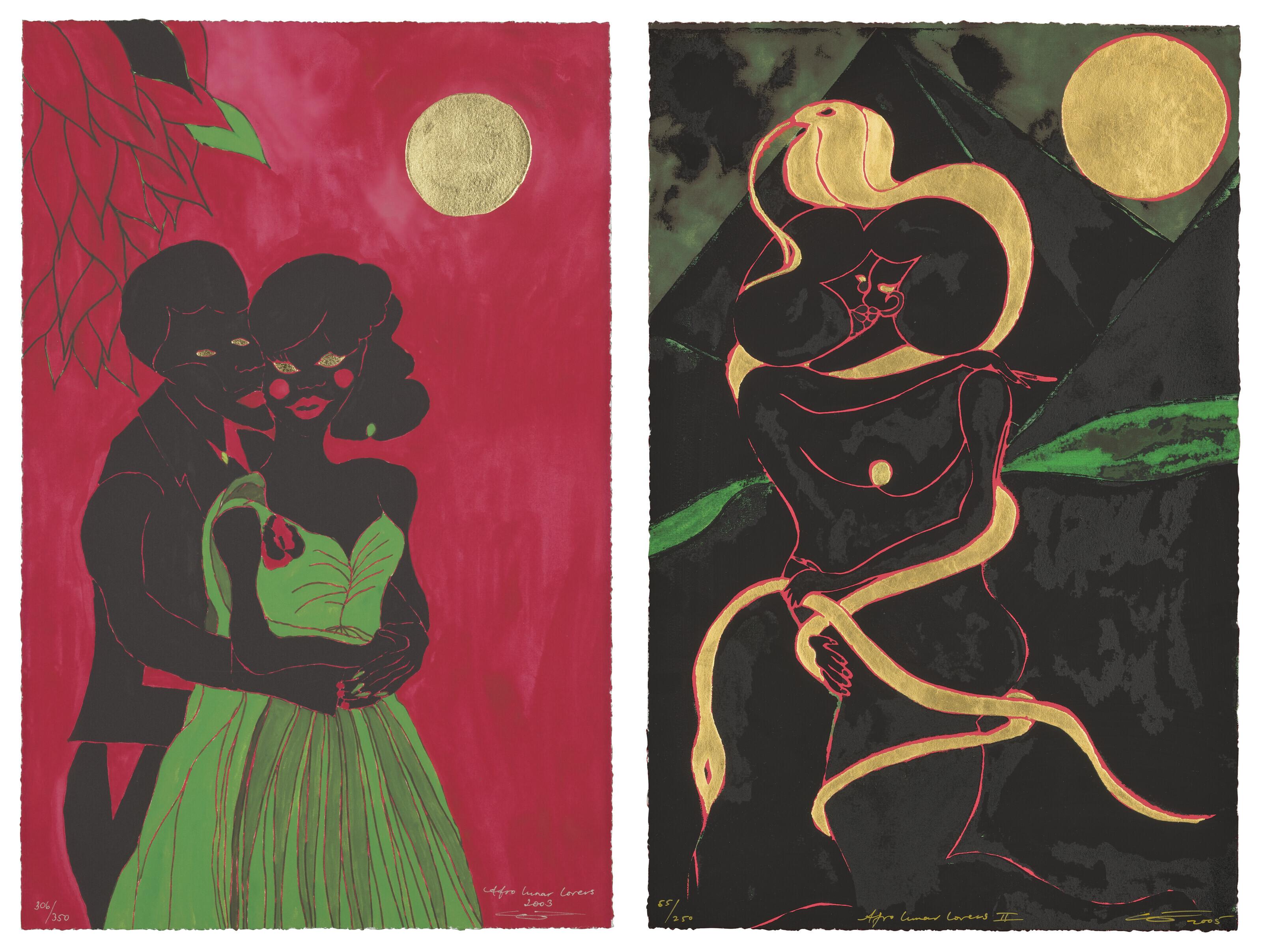 Chris Ofili - Afro Lunar Lovers I and II