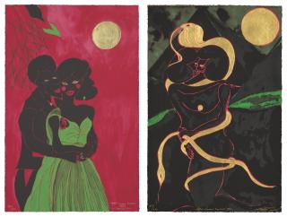 Chris Ofili - Afro Lunar Lovers I and II