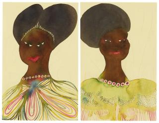 Chris Ofili - Two untitled works on paper