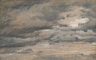 Christen Købke - Luftstudie. Rødlig aftenhimmel med tunge sortgra skyer (Air study. Reddish evening sky with heavy Black-Grey Clouds)