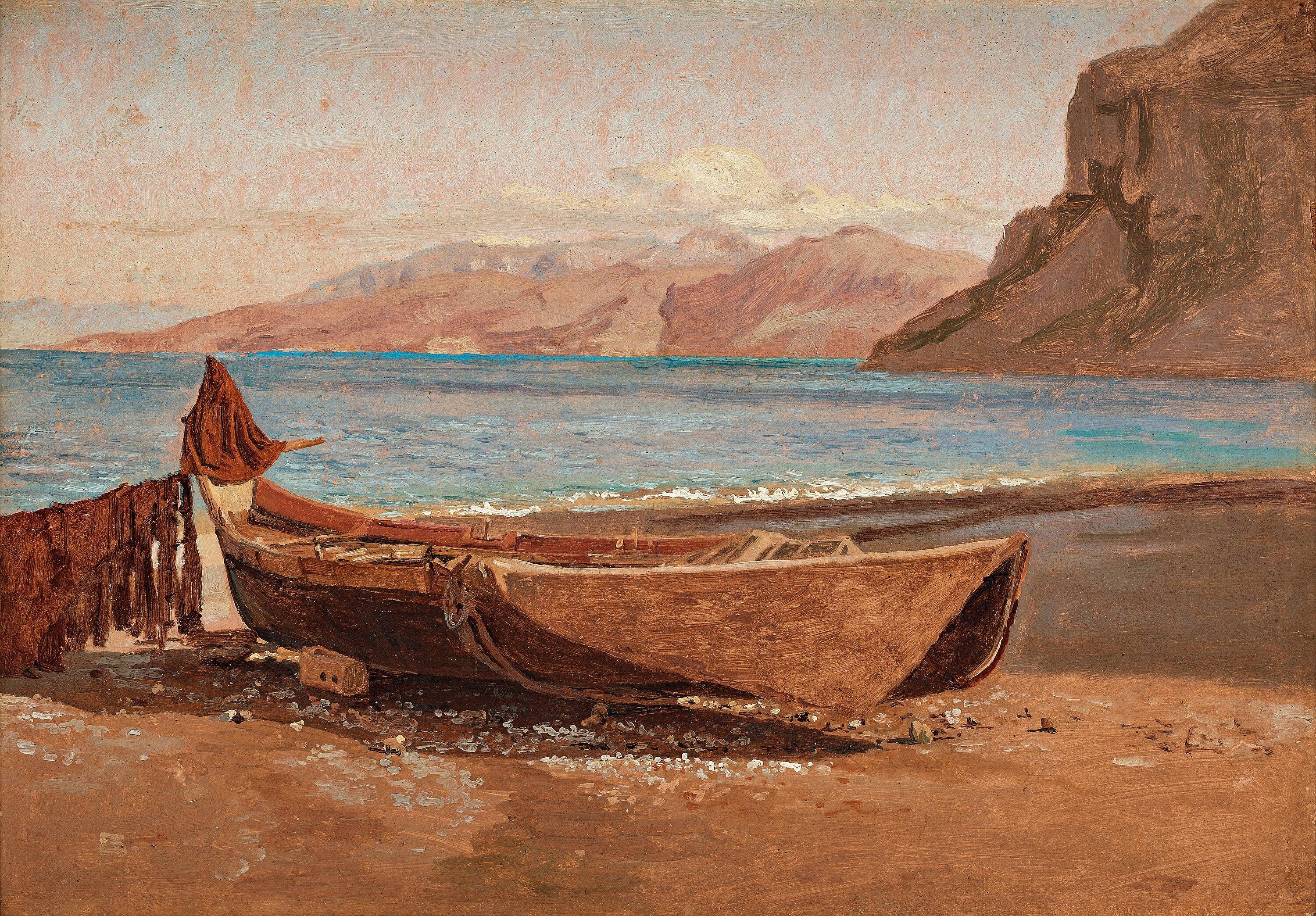 Christen Købke - Marina Grande, Capri, with a fishing Boat in the Foreground